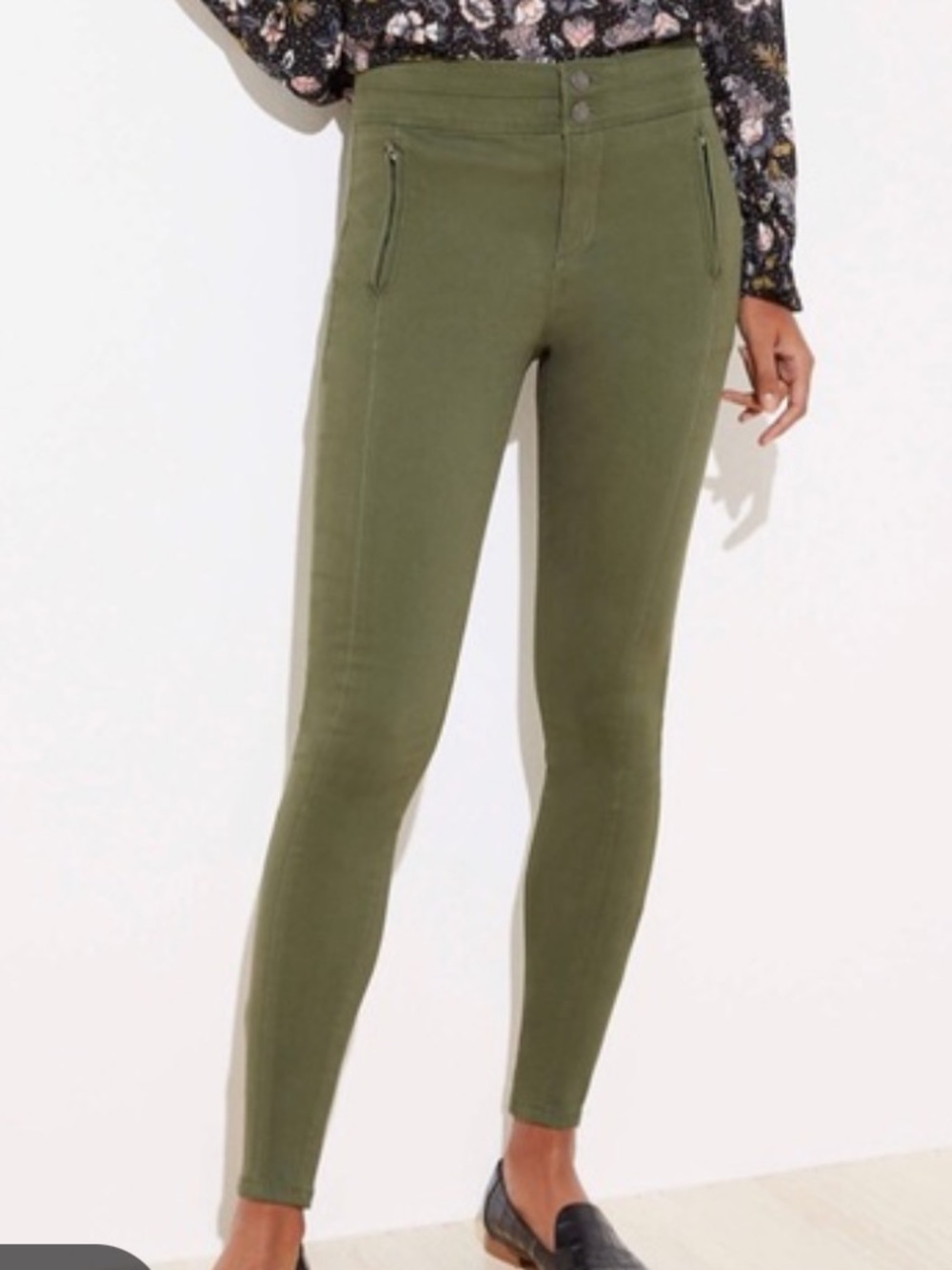 Loft Ann Taylor olive green skinny trouser pants size 28